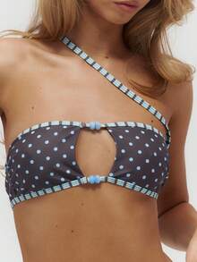 Musera Resort 波点混色印花单肩系带比基尼上衣（仅限夏季泳装、沙滩度假日常性感可爱旅行款） - 彩色 - 查看 6