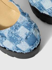 ROMWE Grunge Punk Women's Buckle Design Fashionable Platform Punk Style High Heels - Blue - View 5