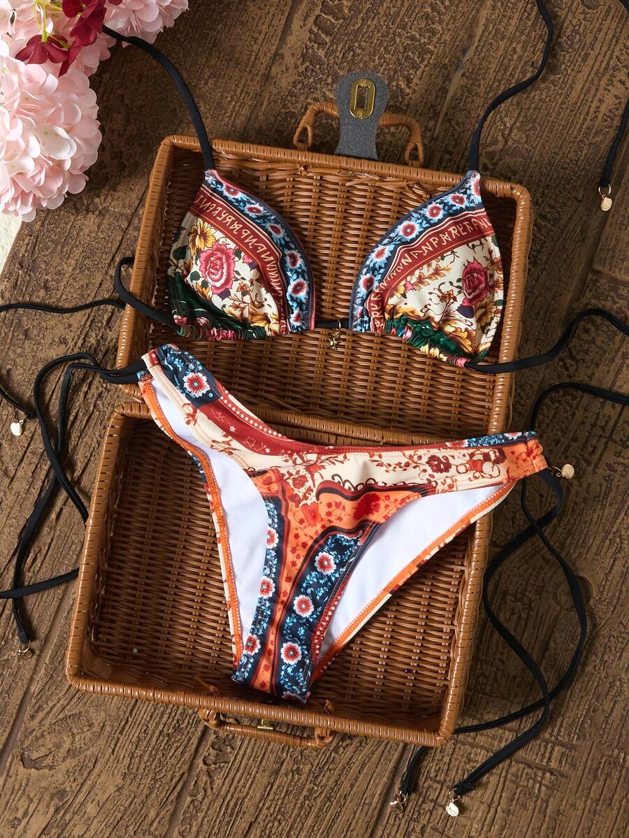 Swim Vcay New Women's Bohemian Style Starfish & Shell Print Bikini Swimwear - Multicolor - View 1
