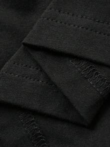 FRIFUL Camiseta casual de mujer de unicolor con cordón en la cintura y aberturas laterales, corte holgado, versátil, para primavera/verano - Negro - Ver 7