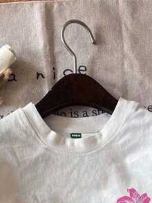 Attitoon 女士休闲修身圆领印花短袖T恤，适合夏季穿着 - 白色 - 查看 7