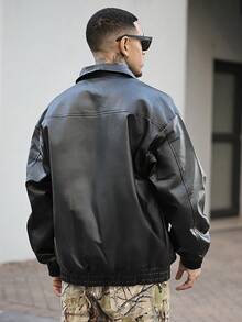 Devon Thys 男士加厚休闲商务皮夹克 - 黑色 - 查看 2