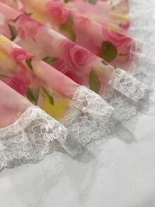 Cévolie 复古法式印花吊带连衣裙，蕾丝边饰，收腰设计，A字迷你裙，适合海岛度假，撞色拼接，不对称下摆，短款连衣裙，适合婚礼和派对。如梦似幻的夏日度假连衣裙，散发着仙气，适合日常出行、派对、春假和情人节。 - 珊瑚粉 - 查看 5