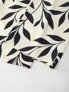 Franclia New Fashionable Plant Print V-Neck Color Block Wide Leg Jumpsuit - Multicolor - View 5