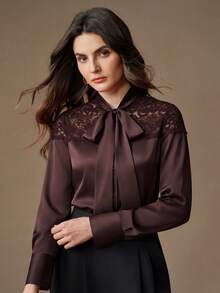 Anewsta High Quality New Fashion Women's Sexy Lace Blouse - Burgundy - View 5