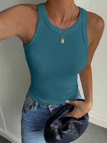 DAZY Women's Elegant Solid Color Slim Fit Camisole, Suitable For Autumn And Winter Summer - Army Green - View 4
