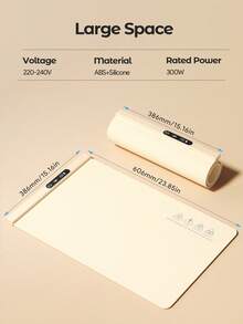 Teckwe 电加热砧板食物保温盘 | 带耐热垫的食物保温垫，10秒快速加热，24x15英寸，5档温度，4个定时器，儿童锁，自助餐食物保温器 - 美规插头 - 美規A型插(110-127V) - 查看 7