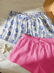 Comfortcana 2 chiếc quần short nữ kiểu dáng thường ngày, đa năng. - Hồng - Xem 8