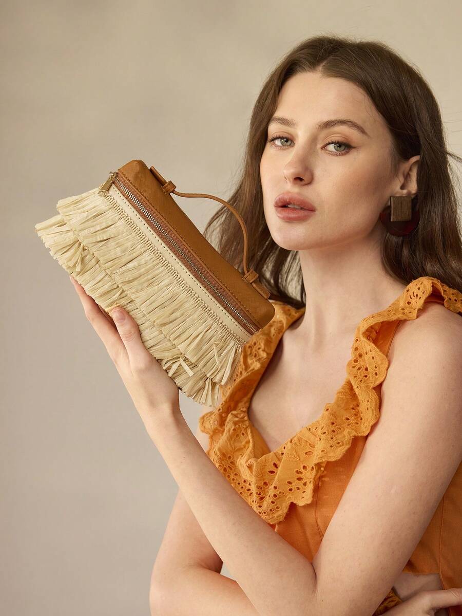 MOTF PREMIUM 女士手提包盒包 - 米色草編 - 查看 1