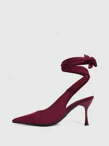 CUCCOO SZL Women's Suede Burgundy Sexy Pointed Toe Bow Tie Fashion Date High Heel Pumps - Burgundy - View 13