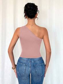 RosyDaze Áo liền thân không tay xếp ly màu đen ánh kim gợi cảm dành cho nữ - Hồng - Xem 2