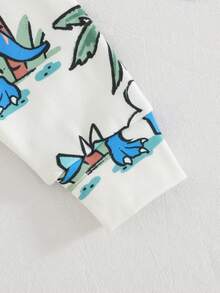 Cozy Pixies 男童卡通动物印花柔软针织圆领短袖上衣和松紧腰短裤两件套贴身睡衣套装 - 彩色 - 查看 8