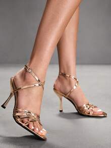 CUCCOO SZL 女士时尚优雅办公室高跟凉鞋 - 玫瑰金 - 查看 3