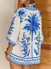 CAJUNI 女士和服 - 藍白色 - 查看 2