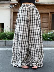 DAZY Women's Plaid Loose Casual Wide Leg Pants, Vacation & Street Style - Multicolor - View 5