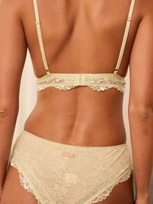 Aralina Elegant Solid Color Lace Bra And Panty Set - Green - View 2