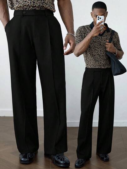 HUEFORM Men's Old Money Black Loose Relaxed Fit Wide Leg Casual Pants,Wrinkle-Resistant Fabrics Quickly Regain Their Smoothness After Wearing Or Washing, Reducing The Need For Manual Ironing. Suitable For Outing Scenes For Men