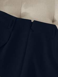 Franclia 休闲通勤时尚不对称下摆裙裤，女士多功能一体式短裤，无腰带配套一体式裙裤 - 藏蓝色 - 查看 5