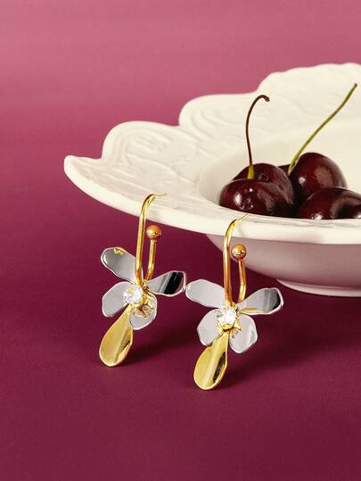 Glisma Metallic Design Butterfly Element Multi-Dimensional Creative Earrings, Elegant & Chicoutfits,Old Money,Metallic/Texture,Gemstone,For Mom/Women/Girl/Mother,Premium,Vintage,Classy,Gold,Easter,Travel/Beach/Vocation,Boho,Grunge