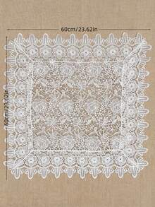 Cirelle 花卉图案蕾丝桌布刺绣水溶性透明涤纶桌垫咖啡茶餐桌罩家居厨房装饰婚礼订婚派对乔迁礼物春夏下午茶庆祝活动装饰 - 白色 - 查看 7