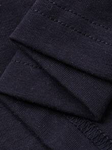 DAZY 女士宽松字母印花短袖长款连衣裙，休闲度假街头风夏季连衣裙 - 藏蓝色 - 查看 7