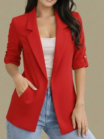 Blazer saco dama mujer manga 3/4 corto traje formal solapa casual uso diario moderno cómodo ligero combinable elegante juvenil fiesta versátil sofisticado imprescindible chic día noche primavera verano otoño invierno
