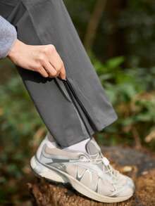 SHEIN In My Nature Quần nữ kiểu dáng thường ngày, phối màu tương phản, có khóa kéo và nút cài, túi xéo, thích hợp cho hoạt động ngoài trời. - Xám - Xem 7