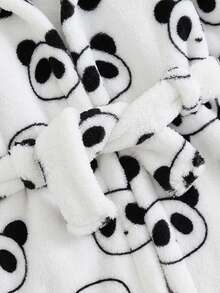 Cozy Pixies Newborn Baby Boy/Girl Cartoon Bear Pattern Fleece Thick Hooded Long Sleeve Tie-Front Robe - Multicolor - View 4