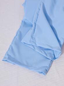SHEIN ChillGRL 2 pièces/set Débardeur à cordon de serrage avec imprimé étoile pour adolescentes, assorti avec un pantalon cargo à poches blocs de couleurs à la taille. Style de rue décontracté, printemps/été - Bleu ciel - Voir 6