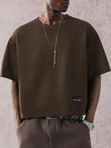 STYNVO Men's Simple Solid Color Loose Fit Crew Neck T-Shirt, Suitable For Everyday Wear - Brown - View 4