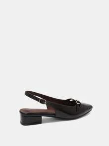 CUCCOO BIZCHIC Giày sandal quai hậu khoét lỗ kiểu Pháp thanh lịch dành cho nữ, kiểu dáng retro mới, gót thấp, đế vừa phải, gót dày, thích hợp đi làm. - màu đen - View 9