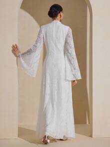 Graceveil Women's White Lace High Collar Elegant High-End Formal Dress - White - View 3