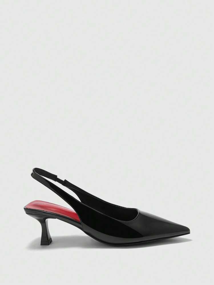 CUCCOO BIZCHIC Black & Red Pointed Toe Stiletto Heel Sandals, Sexy & Elegant With Minimalist Sophisticated Vibe And Mature Charm, Suitable For Working Women's Commute, Chic Girls' Dates/Afternoon Tea, And Semi-Formal Occasions Like Daily Gatherings When Paired With Dresses Spring Shoes