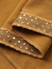 DAZY 女士优雅亮片拼接不对称连衣裙，夏季 - 黃色 - 查看 7