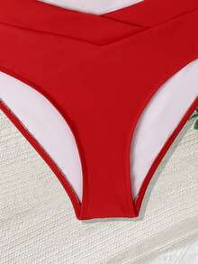 Bikini minimalista de unicolor 2026, ropa de baño de playa de vacaciones de verano - Rojo - Ver 6