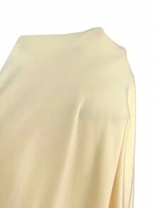 SHEIN EZwear 女士米黄色纯色露背开衩修身Y2K连衣裙，夏季 - Butter Yellow - 查看 6