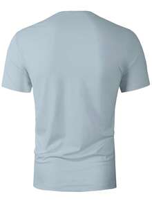 Manfinity Homme 男士字母印花纽扣设计短袖休闲T恤 - 淺灰色 - 查看 2