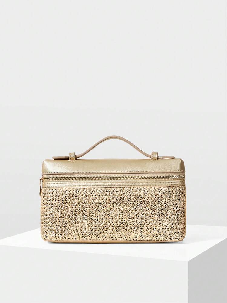 WOMEN'S FASHIONABLE AND ELEGANT GOLD HANDBAG BOX BAG, SUITABLE FOR DAILY COMMUTING, DATING AND SHOPPING, SUMMER VACATION