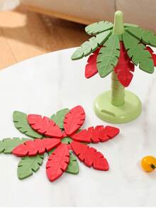 Joivida 1件装家用圣诞树隔热垫，椰子树造型锅垫，碗垫，硅胶餐垫，防烫垫，创意杯垫，手机支架 - 彩色 - 查看 7