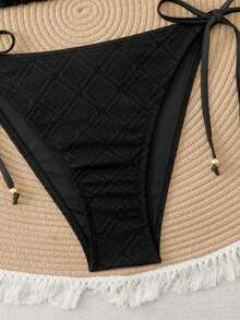 Swim Vcay Bikini de triángulo sexy para mujer de talla grande para vacaciones en la playa - Negro - Ver 4