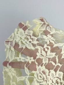 SHEIN CovetEZ New Arrival Sexy Lace Semi-Sheer Yellow Blouse For Women, Summer - Light Yellow - View 6
