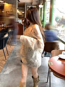 DAZY 女士时尚休闲亮片露肩网纱上衣，夏季 - 白色 - 查看 5