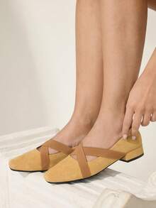 CUCCOO CHICEST Women Shoes Women's Elastic Band Design Daily Versatile Low Heel Shoes - Coffee Brown - View 11