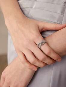 MOTF PREMIUM 18K GOLD PLATED BRAIDED OPEN RING - White K - View 5