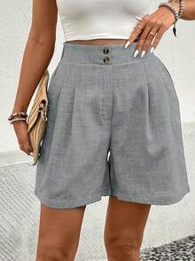 EMERY ROSE Women's Casual Pleated Pocket Shorts, Summer - Light Grey - View 5
