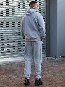 Devon Thys 男士秋冬连帽衫套装 | 十字印花 | 休闲运动必备 - 灰色 - 查看 3