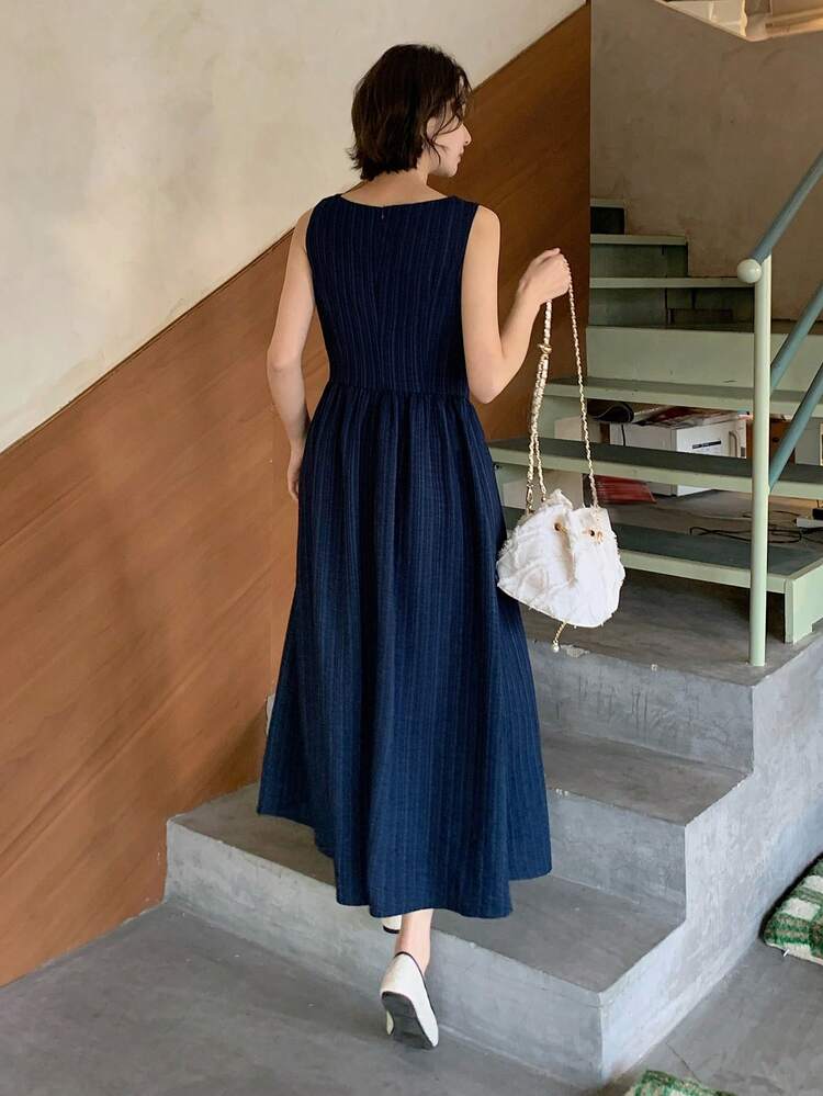 Women's Flared Ruffled Collar Dress, Stylish Ruffled Collar Flattering Sleeveless Dress Cocktail Dress