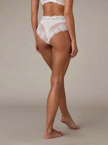SHEIN BAE 1 pieza Braga de mujer de color liso sencillo con parche de encaje - Blanco - Ver 4