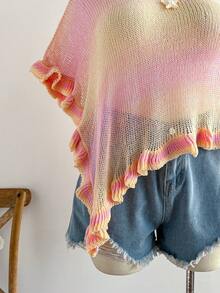 Soleia Plus Size Women's Gradient Shoulder Wrap Shawl, Suitable For All Seasons,Summer,Spring Women,Beach,Going Out,Graduation,Vacation. - Multicolor - View 4