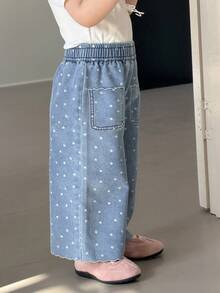 DAZY Toddler Girls' Polka Dot Casual Loose Denim, Spring/Summer - Blue - View 4